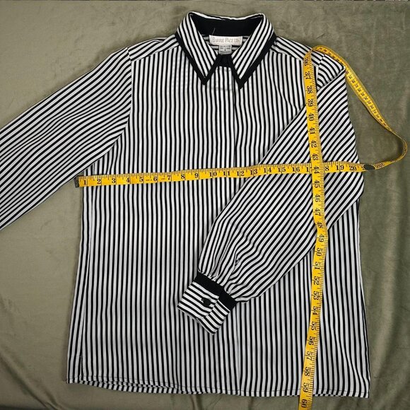 Vintage Barrie Pace Ltd Black and White Striped Blouse - Picture 5 of 8